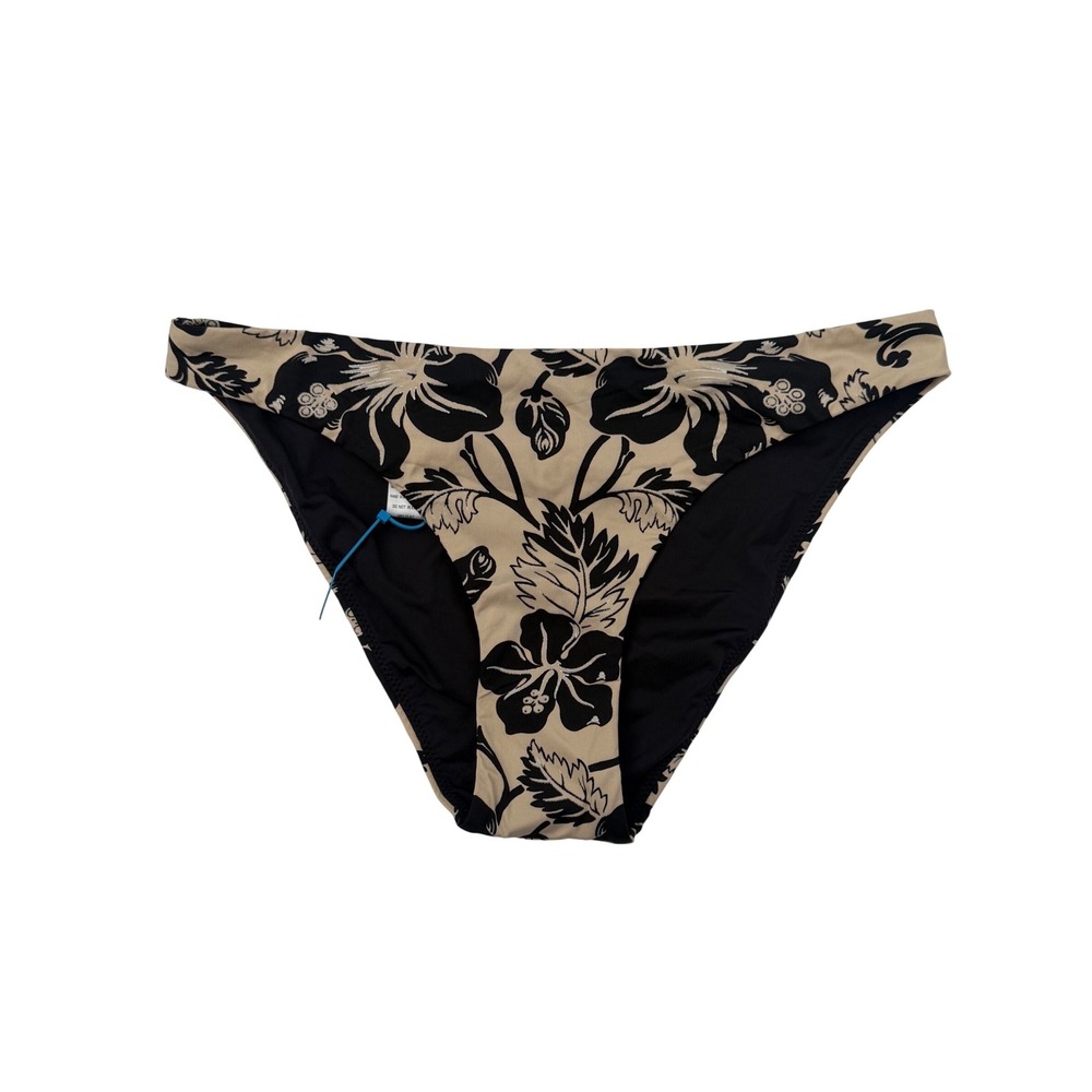 La Perla‎ Bikini Bottoms Tan Black Floral Hibiscus Low Rise Swim Size US 4 NEW